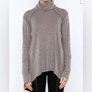 Free People We the Free - Split Back Turtleneck Ribbed Sweater Oversized Medium